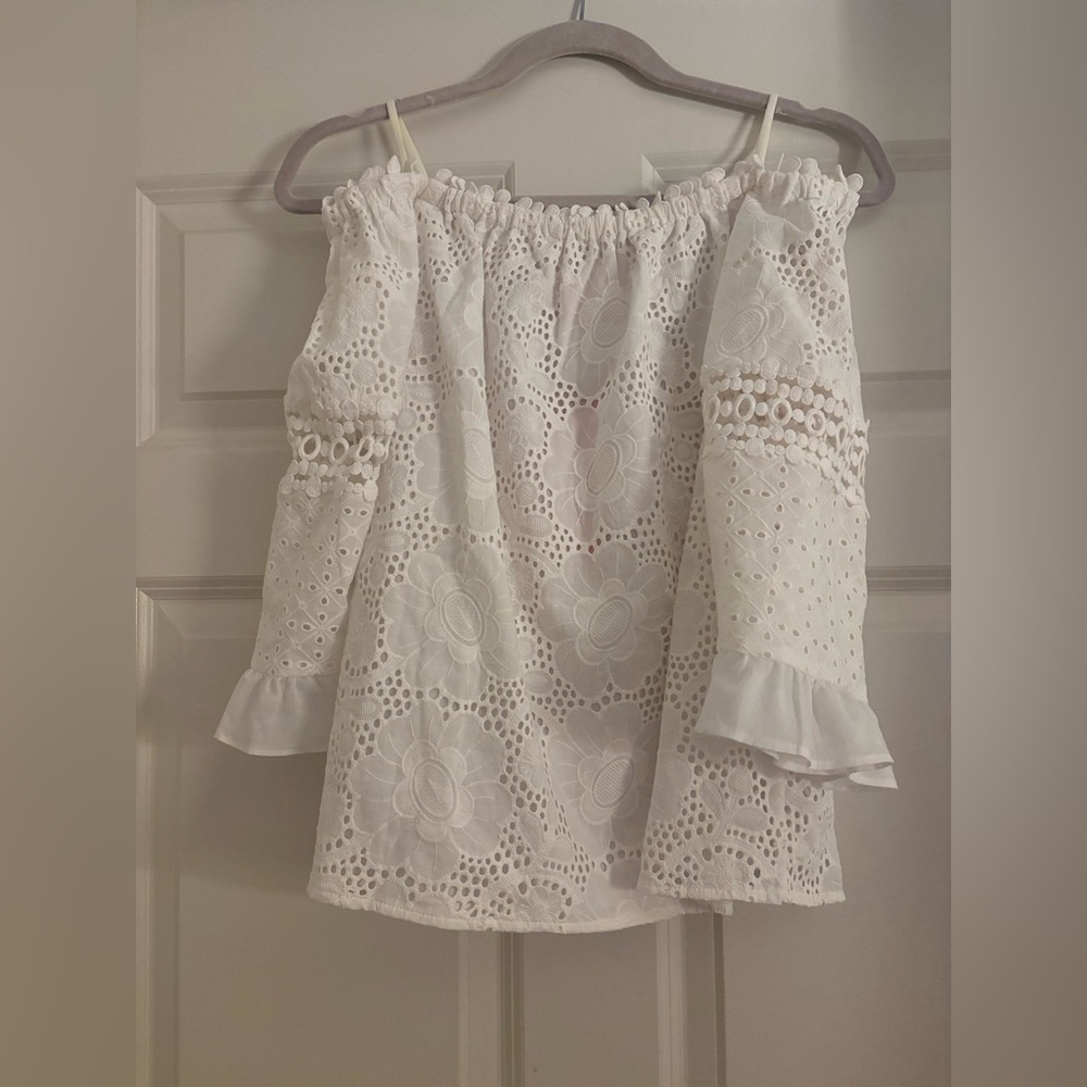 Lilly Pulitzer White Eyelet Off the Shoulder Laurenne Blouse